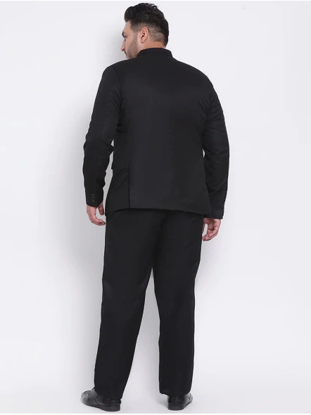 Plus Size Black Solid Bandhgala Suit-44-BLACK-5