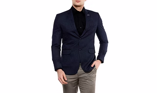 Navy Blue Polyester Formal Blazer