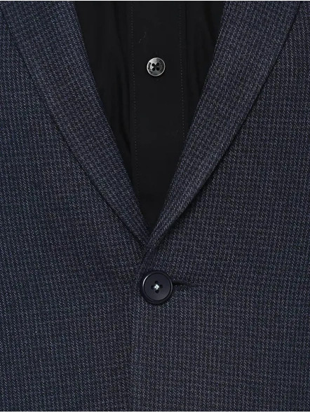 Navy Blue Polyester Formal Blazer