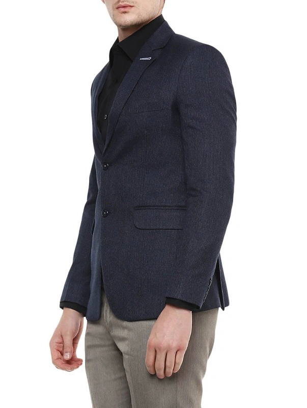 Navy Blue Polyester Formal Blazer