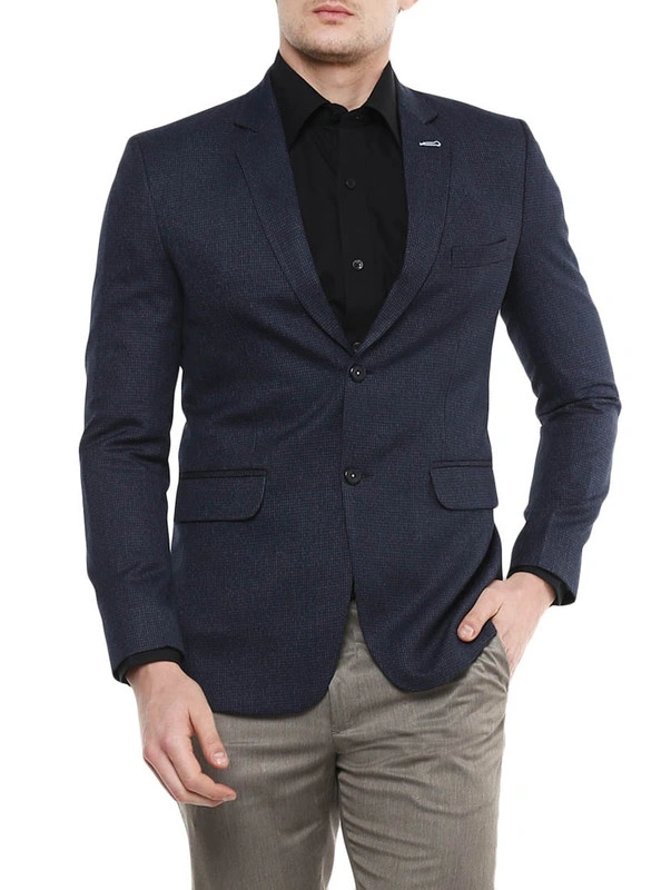 Navy Blue Polyester Formal Blazer