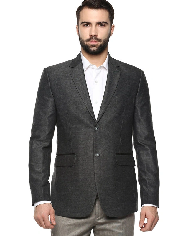 Slim Fit Single-Breasted Blazer with Notched Lapel