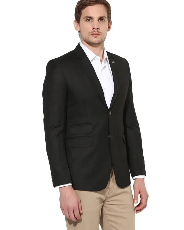  Brown Slim Fit Single-Breasted Blazer with Notched Lapel