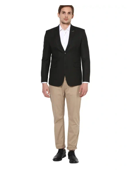  Brown Slim Fit Single-Breasted Blazer with Notched Lapel