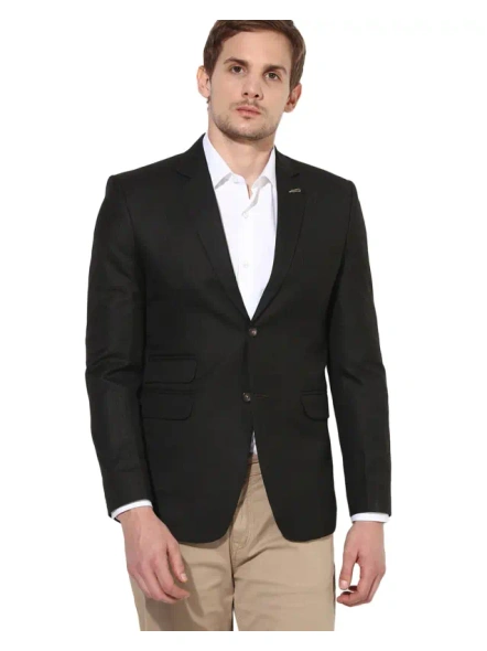 Brown Slim Fit Single-Breasted Blazer with Notched Lapel