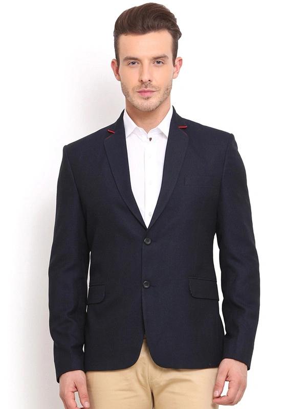 Navy Single-Breasted Slim Blazer