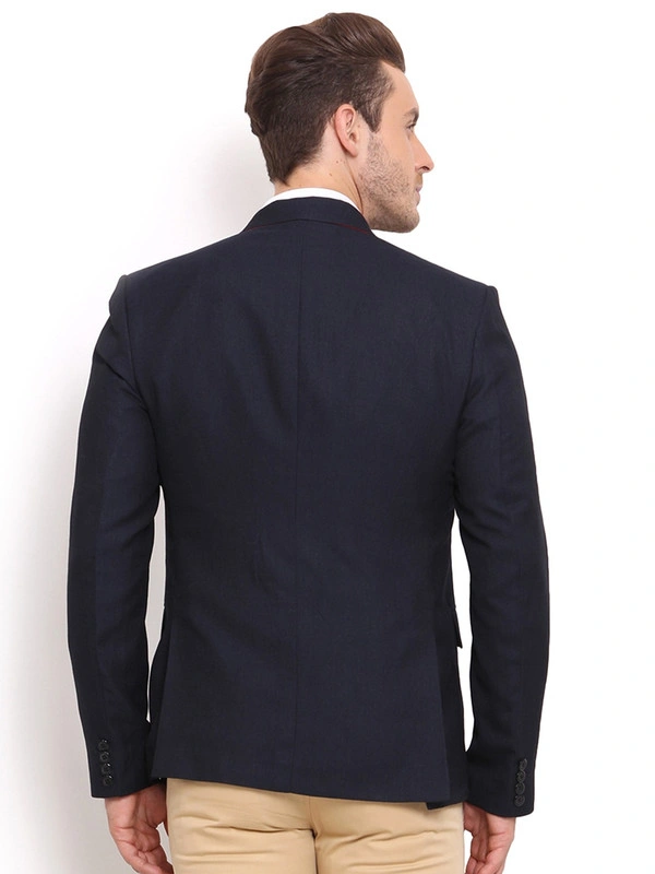  Navy Single-Breasted Slim Blazer