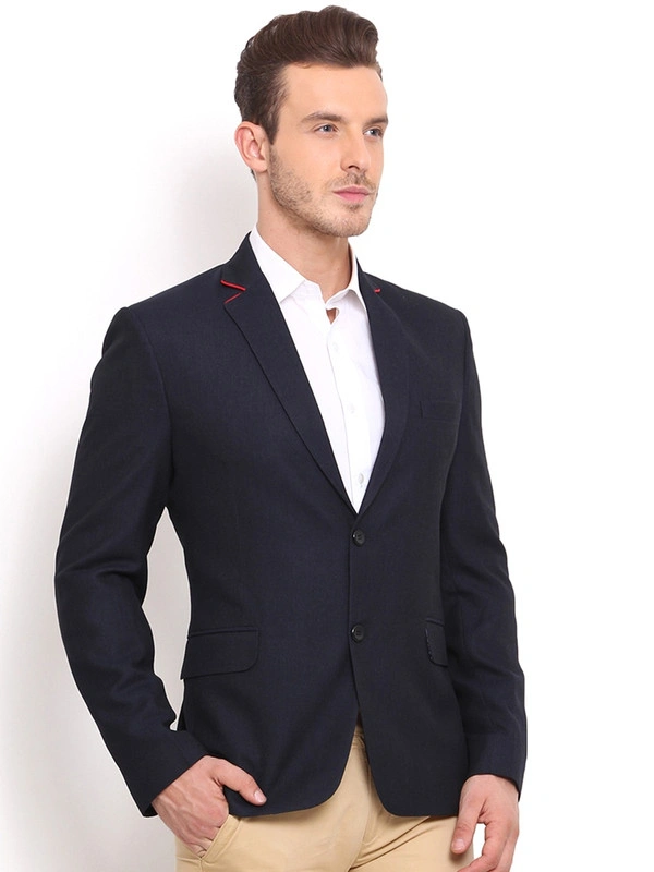 Navy Single-Breasted Slim Blazer