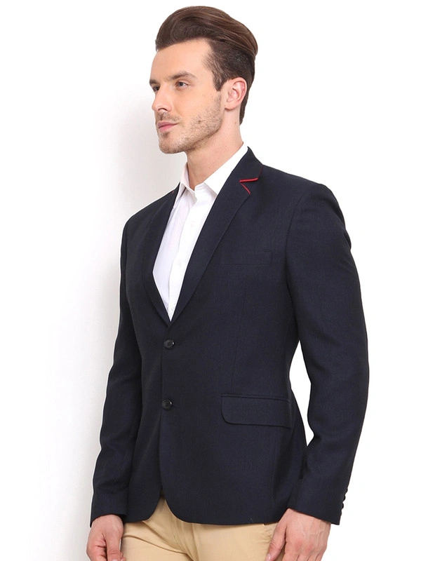 Navy Single-Breasted Slim Blazer