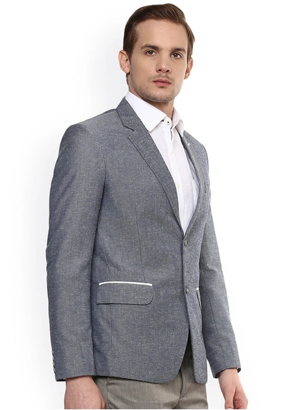   Grey Self-Design Single-Breasted Formal Blazer