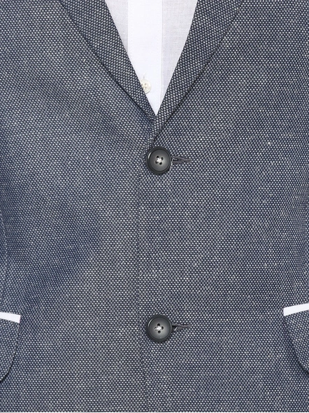   Grey Self-Design Single-Breasted Formal Blazer