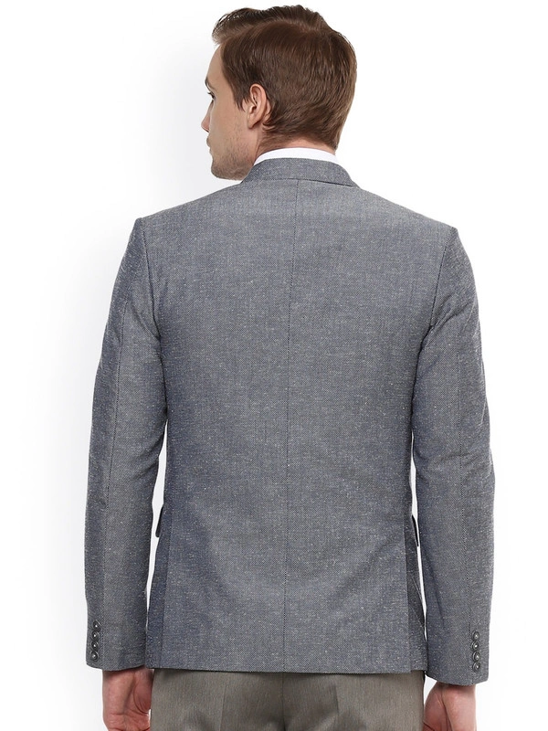   Grey Self-Design Single-Breasted Formal Blazer