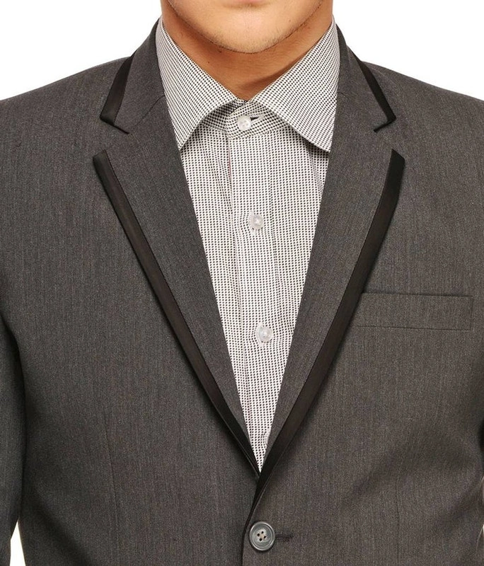  Grey Single Breasted Casual Men Full Sleeves Blazer