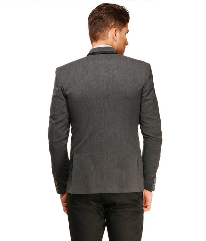  Grey Single Breasted Casual Men Full Sleeves Blazer