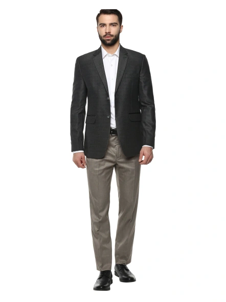 Slim Fit Single-Breasted Blazer with Notched Lapel-GREY-44-4