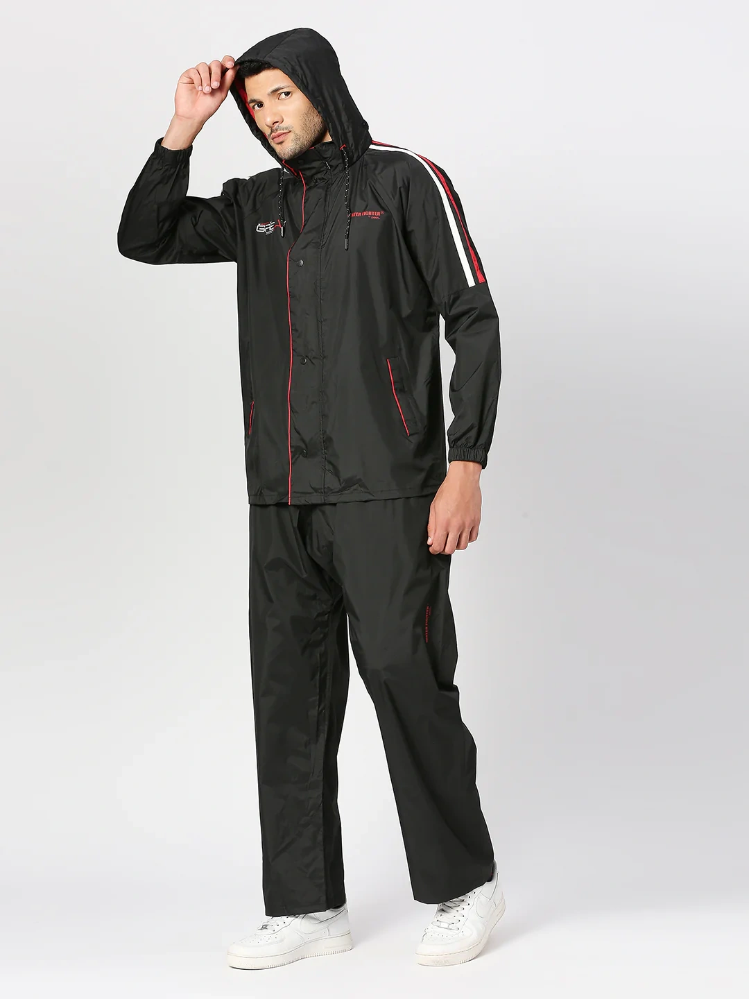 ZEEL MIDNIGHT BLACK &amp; RED RAINWEAR SET - WF251-L-3