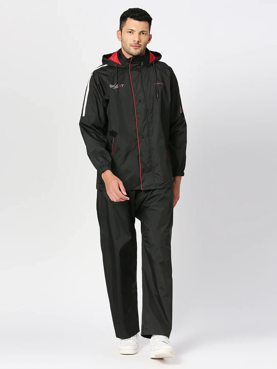 ZEEL MIDNIGHT BLACK &amp; RED RAINWEAR SET - WF251-L-2