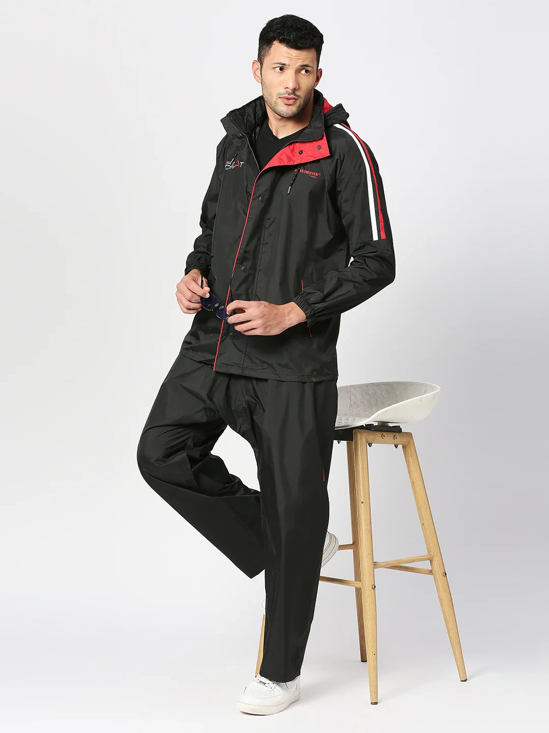 ZEEL MIDNIGHT BLACK &amp; RED RAINWEAR SET - WF251-WF-251BR-1