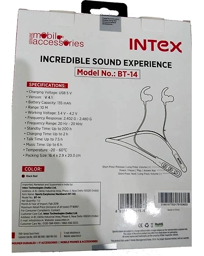 Intex Wireless Earphones BT-14 Sports Neckband-2