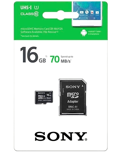 Sony 16 GB MicroSDHC Class 10, 70 MB/s Memory Card (With Adapter)-S16SDHC