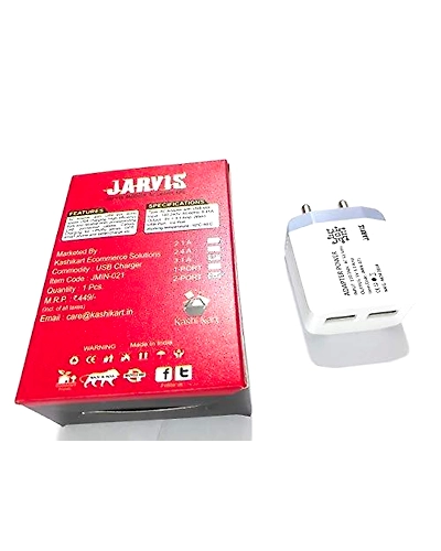 Super Fast Charger 3.1A+2.4A Dual USB (2-Ports) with free USB data cable - Jarvis Charger by Kashikart-2
