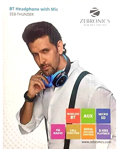 Zebronics Zeb-Thunder Bluetooth Headphone with AUX (Blue)-Black, Blue, Red, Orange-ZEB-Thunder-ZEB-Thunder-1