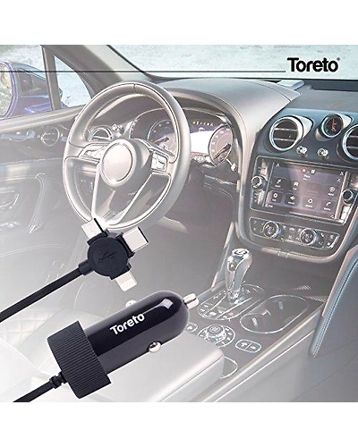 Toreto car Charger with 3-1 Wire and USB Port-TOR 412-159 g-18.6 x 7.1 x 3.1 cm-1