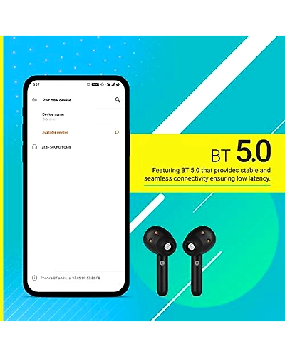 Zebronics Sound Bomb Supporting Bluetooth 5.0 TWS Earphones with Touch Control,Call Function,Voice Assistant ; Upto 18hrs Playback time with Portable Charging case(RED+Black): in: Computers ; Accessor-Black, Black and Red, White-ZEB-SOUND BOMB-141 g-2
