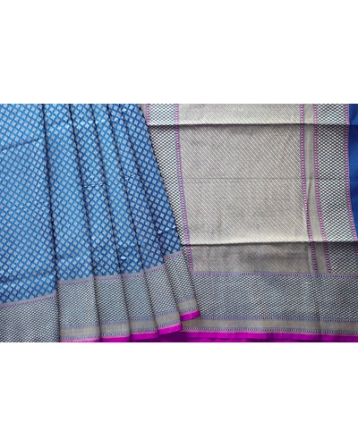 Royal Blue Banarasi Sari-162021-00003