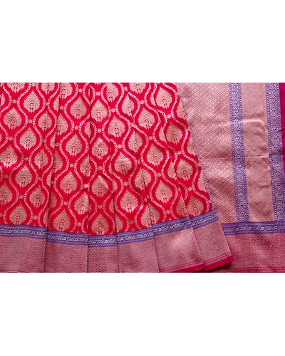 Red Leaf Banarasi Handloom Saree (Kadhua)-1