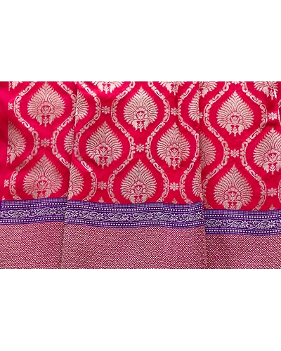 Red Leaf Banarasi Handloom Saree (Kadhua)-3