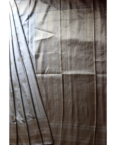 Grey Leaf Ektara Banarasi Handloom Saree (Kadhua)-162021-00018