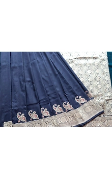 Tifi Border Black Handloom Banarasi Saree with Meena Konia