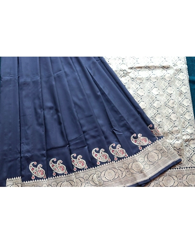 Tifi Border Black Handloom Banarasi Saree with Meena Konia-1
