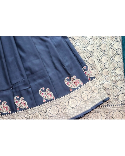 Tifi Border Black Handloom Banarasi Saree with Meena Konia-3