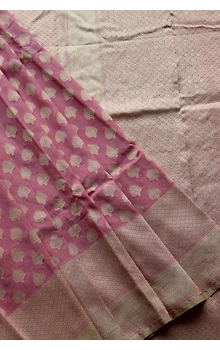 Peach Banarasi Handloom Saree (Cutwork/Phekua)