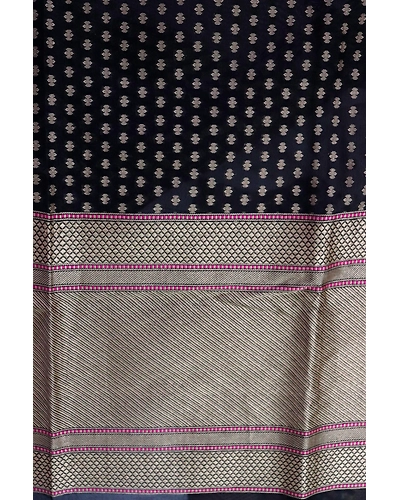 Black Chunri Booti Cutwork Handloom Banarasi Dupatta-6