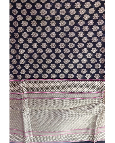 Black Chunri Boota Cutwork Handloom Banarasi Dupatta-5