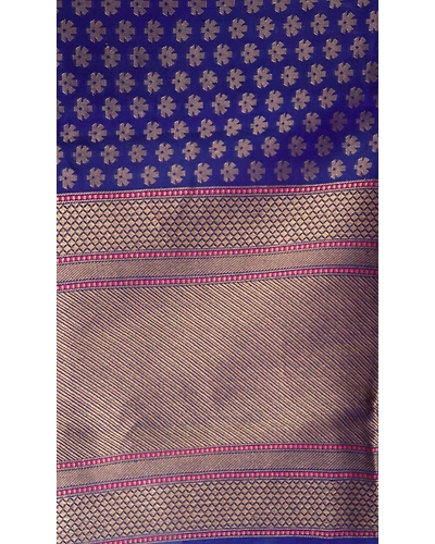 Royal Blue Chunri Booti Cutwork Handloom Banarasi Dupatta-4