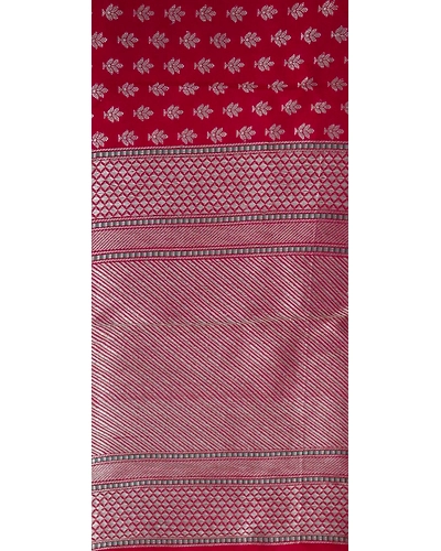 Red Leaf Booti Cutwork Handloom Banarasi Dupatta-4