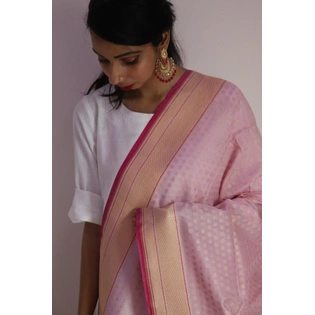 Light Pink Small Booti Cutwork Handloom Banarasi Dupatta