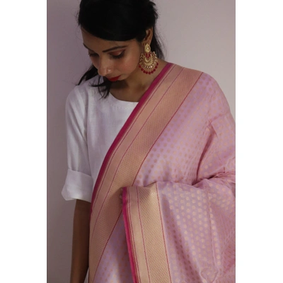 Light Pink Small Booti Cutwork Handloom Banarasi Dupatta