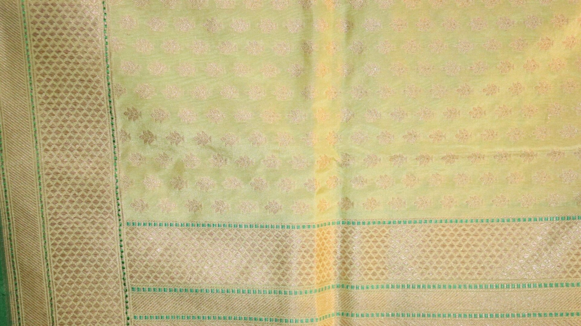 Lemon Yellow Chunri Boota Cutwork Handloom Banarasi Dupatta-4