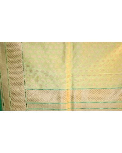 Lemon Yellow Chunri Boota Cutwork Handloom Banarasi Dupatta-5