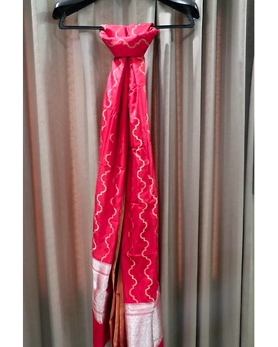 Red Cutwork Handloom Banarasi Dupatta-4