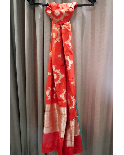 Orange Cutwork Handloom Banarasi Dupatta-2