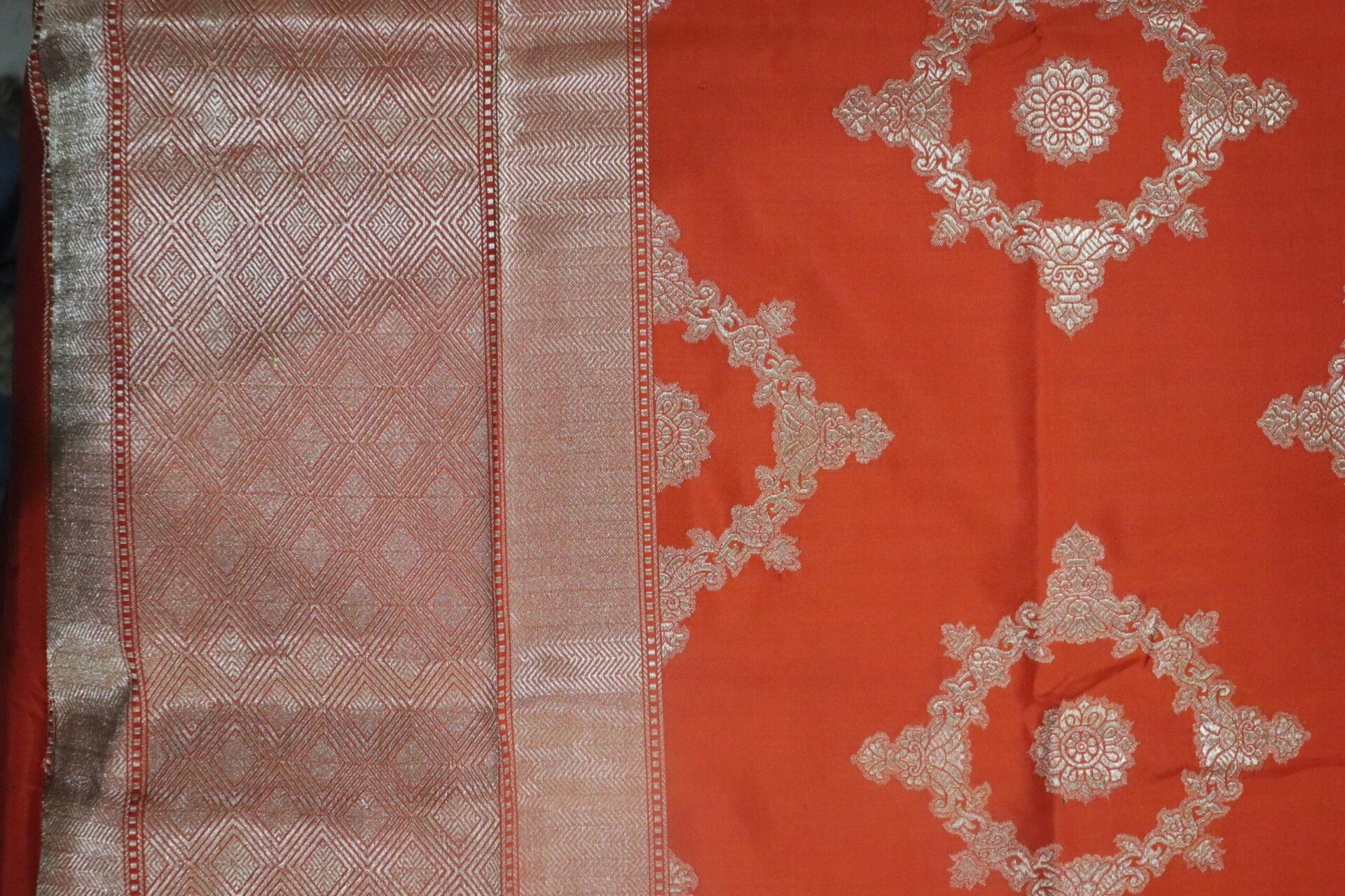 Orange Cutwork Handloom Banarasi Dupatta-4