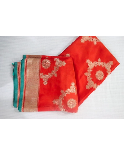 Orange Cutwork Handloom Banarasi Dupatta-6