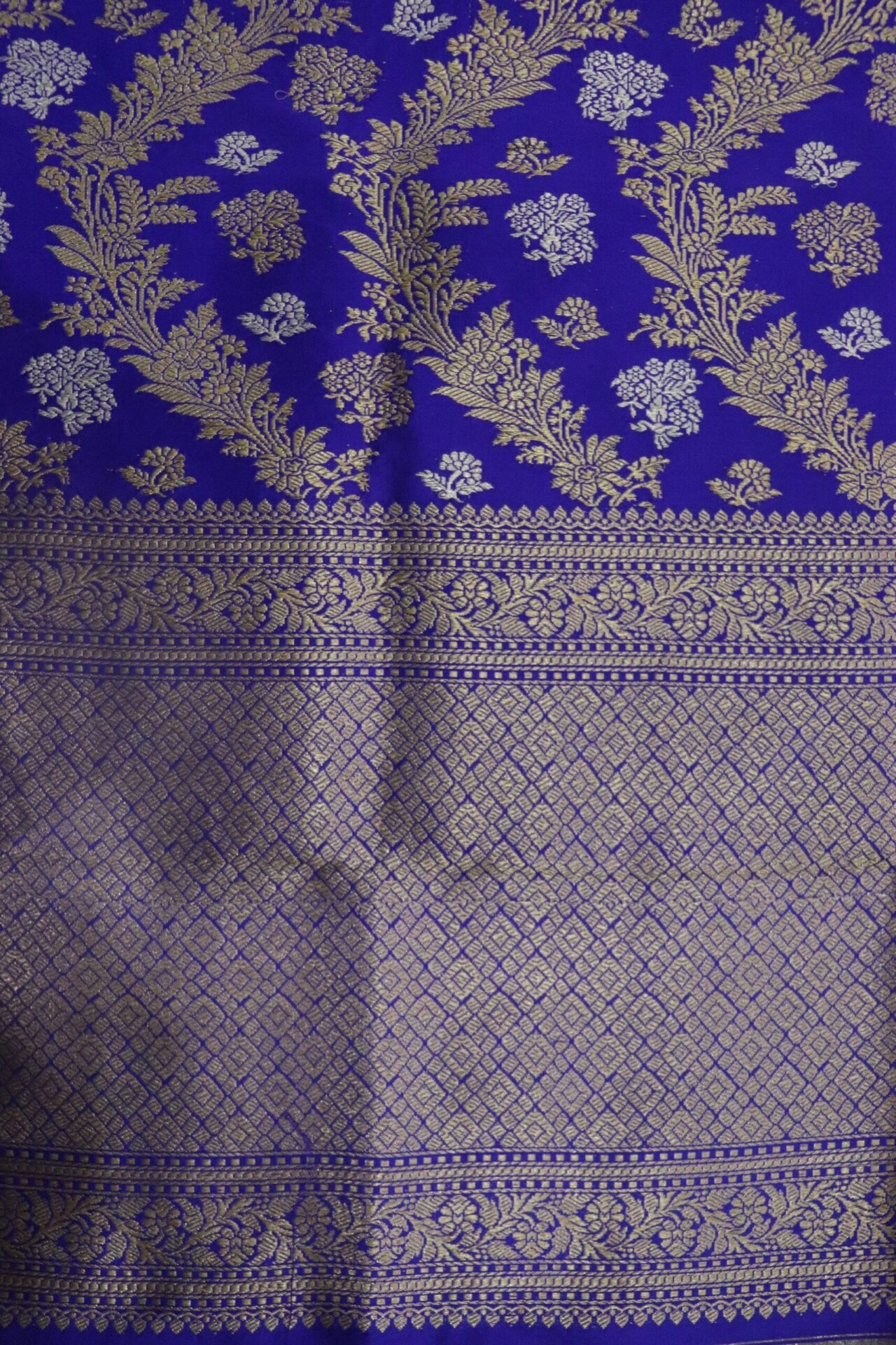 Premium Royal Blue Lahariya Ara Jangla Handloom Banarasi Dupatta-8