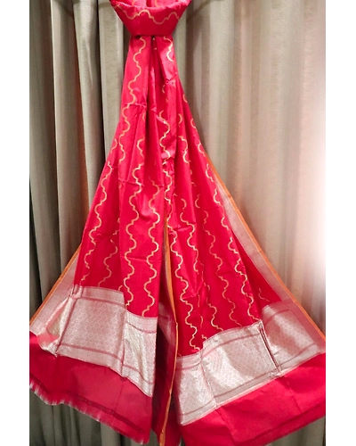 Red Cutwork Handloom Banarasi Dupatta-1